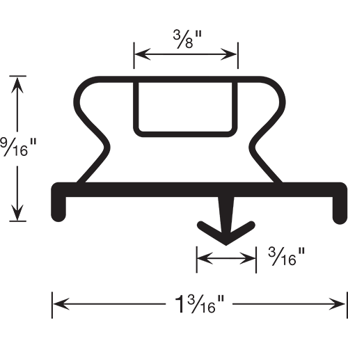 Magnetic Gasket, Pre-stuffed Grey Snap In, 8' Length