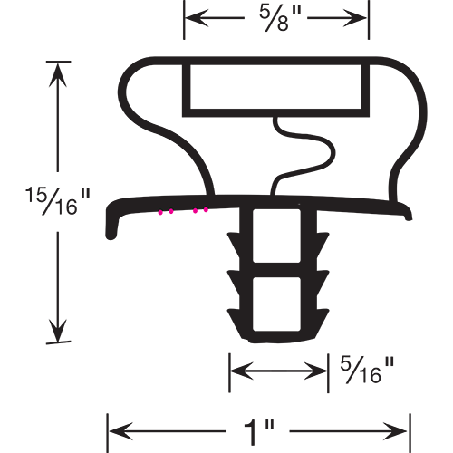 Magnetic Gasket, Pre-stuffed Grey Push-in 8' Length