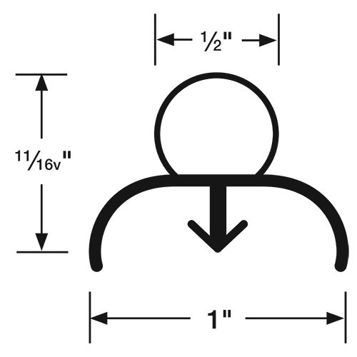 Compression Gasket, Gray Snap-In 8' Length